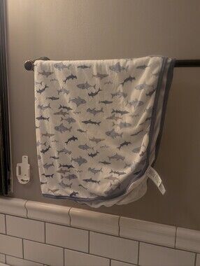 Carter's Blue and White Shark Print Hand Towel